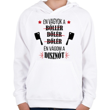 PRINTFASHION Én vágom a disznót - Gyerek kapucnis pulóver - Fehér gyerek pulóver, kardigán