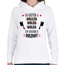 PRINTFASHION Én vágom a disznót - Női kapucnis pulóver - Fehér női pulóver, kardigán