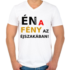 PRINTFASHION ÉN VAGYOK A FÉNY AZ ÉJSZAKÁBAN2 - Férfi V-nyakú póló - Fehér férfi póló