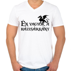 PRINTFASHION Én vagyok a házisárkány-Páros póló - Férfi V-nyakú póló - Fehér