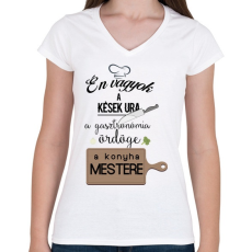 PRINTFASHION Én vagyok a kések ura. - Női V-nyakú póló - Fehér