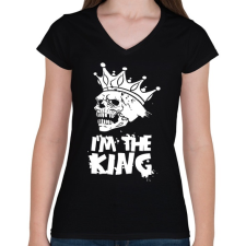 PRINTFASHION Én vagyok a király - Női V-nyakú póló - Fekete női póló
