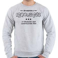 PRINTFASHION Én vagyok a legfiatalabb gyerek... - Férfi pulóver - Sport szürke