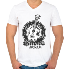 PRINTFASHION Én vagyok a világ legjobb gitáros apukája - Férfi V-nyakú póló - Fehér