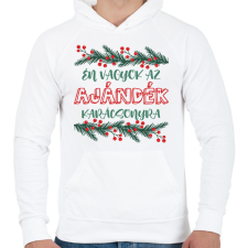 PRINTFASHION Én vagyok az ajándék - Férfi kapucnis pulóver - Fehér férfi pulóver, kardigán