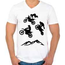 PRINTFASHION enduro - Férfi V-nyakú póló - Fehér férfi póló