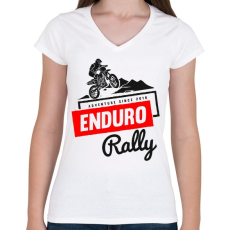 PRINTFASHION Enduro - Női V-nyakú póló - Fehér