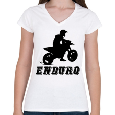 PRINTFASHION Enduro  - Női V-nyakú póló - Fehér női póló