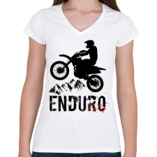 PRINTFASHION Enduro  - Női V-nyakú póló - Fehér női póló
