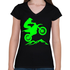 PRINTFASHION Enduro  - Női V-nyakú póló - Fekete női póló