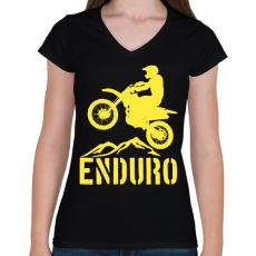 PRINTFASHION Enduro  - Női V-nyakú póló - Fekete