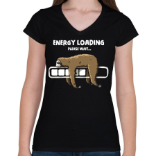 PRINTFASHION Energia betöltése - Női V-nyakú póló - Fekete női póló