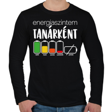 PRINTFASHION Energiaszintem Tanárként - Férfi hosszú ujjú póló - Fekete
