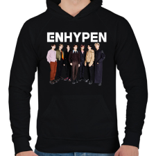 PRINTFASHION ENHYPEN KPOP  - Férfi kapucnis pulóver - Fekete férfi pulóver, kardigán
