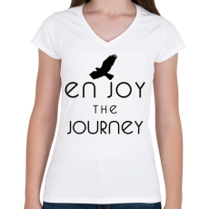 PRINTFASHION ENJOY THE JOURNEY - Női V-nyakú póló - Fehér