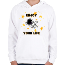 PRINTFASHION Enjoy your life - Gyerek kapucnis pulóver - Fehér