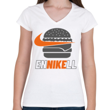PRINTFASHION EnNIKEll - Női V-nyakú póló - Fehér női póló