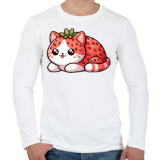 PRINTFASHION Eper cica - Férfi hosszú ujjú póló - Fehér