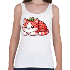 PRINTFASHION Eper cica - Női atléta - Fehér női trikó