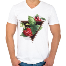 PRINTFASHION Eper imádat - Férfi V-nyakú póló - Fehér férfi póló