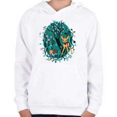 PRINTFASHION Erdei állatok - Gyerek kapucnis pulóver - Fehér