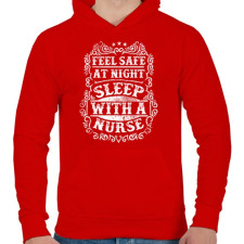 PRINTFASHION Érezd magad biztonságban éjszaka, aludj nővérrel! - Férfi kapucnis pulóver - Piros férfi pulóver, kardigán