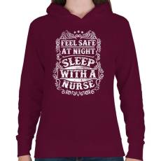 PRINTFASHION Érezd magad biztonságban éjszaka, aludj nővérrel!  - Női kapucnis pulóver - Bordó
