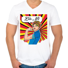 PRINTFASHION Erős nő - Férfi V-nyakú póló - Fehér férfi póló