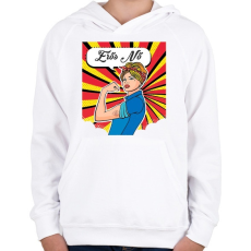 PRINTFASHION Erős nő - Gyerek kapucnis pulóver - Fehér