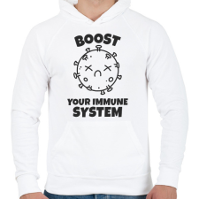 PRINTFASHION ERŐSÍTSD AZ IMMUNRENDSZERED - Férfi kapucnis pulóver - Fehér férfi pulóver, kardigán