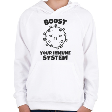 PRINTFASHION ERŐSÍTSD AZ IMMUNRENDSZERED - Gyerek kapucnis pulóver - Fehér