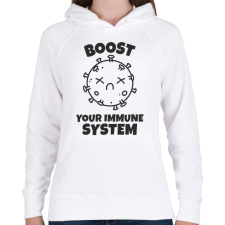 PRINTFASHION ERŐSÍTSD AZ IMMUNRENDSZERED - Női kapucnis pulóver - Fehér női pulóver, kardigán