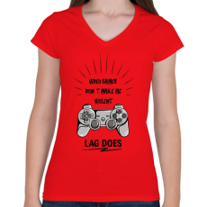 PRINTFASHION Erőszakos játék - Női V-nyakú póló - Piros