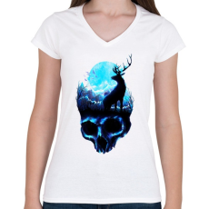 PRINTFASHION Erózió - Női V-nyakú póló - Fehér