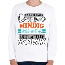 PRINTFASHION Értelmes csend - Gyerek pulóver - Fehér gyerek pulóver, kardigán