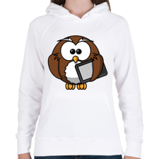 PRINTFASHION Értelmiségi bagoly - Női kapucnis pulóver - Fehér női pulóver, kardigán