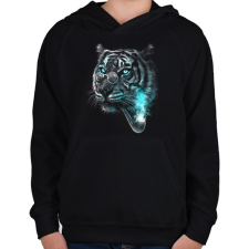 PRINTFASHION Értelmiségi tigris - Gyerek kapucnis pulóver - Fekete gyerek pulóver, kardigán