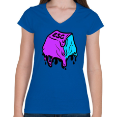 PRINTFASHION ESC olvadás - graffiti - Női V-nyakú póló - Királykék