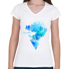 PRINTFASHION Escape from town - Női V-nyakú póló - Fehér női póló