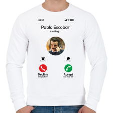 PRINTFASHION Escobar calling - Férfi pulóver - Fehér férfi pulóver, kardigán