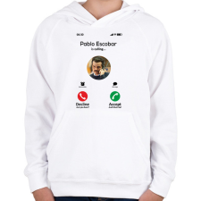 PRINTFASHION Escobar calling - Gyerek kapucnis pulóver - Fehér gyerek pulóver, kardigán