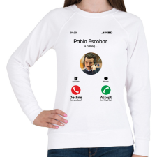 PRINTFASHION Escobar calling - Női pulóver - Fehér női pulóver, kardigán