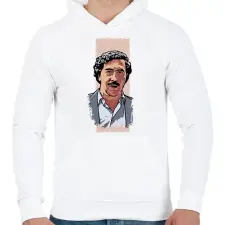 PRINTFASHION Escobar - Férfi kapucnis pulóver - Fehér férfi pulóver, kardigán