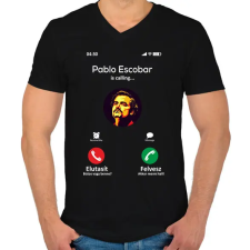 PRINTFASHION Escobar magyar feketére - Férfi V-nyakú póló - Fekete férfi póló