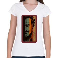 PRINTFASHION Escobar - Női V-nyakú póló - Fehér