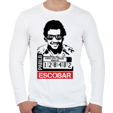 PRINTFASHION Escobar thug life - Férfi hosszú ujjú póló - Fehér férfi póló