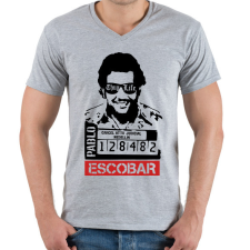 PRINTFASHION Escobar thug life - Férfi V-nyakú póló - Sport szürke férfi póló