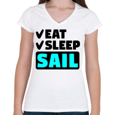 PRINTFASHION ESS - Női V-nyakú póló - Fehér