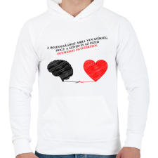 PRINTFASHION Ész és szív - Férfi kapucnis pulóver - Fehér férfi pulóver, kardigán