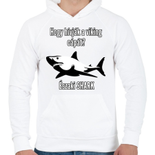 PRINTFASHION északi shark - Férfi kapucnis pulóver - Fehér férfi pulóver, kardigán